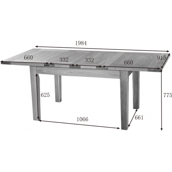 4'6" EXTENDING TABLE (2 LEAF) 915mm wide